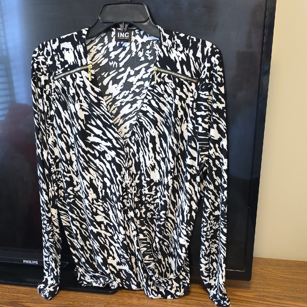 INC International Concepts Women's Zebra Print Blouse